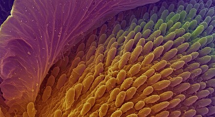 Microscopic View of Flower Anthers and Pollen Grains