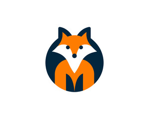 Fototapeta premium Playful fox icon with sleek flat design