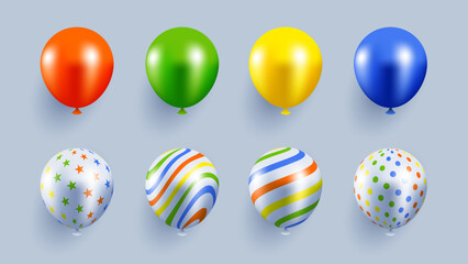 3d colorful balloons vector collection. great for birthday card and event celebration banner or poster