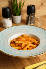 Creamy penne pasta with tomato sauce