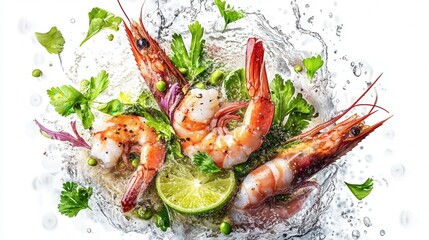 A beautifully plated Tom Yum Goong with fresh herbs, juicy shrimp, and a splash of lime, emphasizing its aromatic