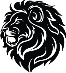 Obraz premium Bold Black Lion Head Artistic Illustration With Striking Mane Details
