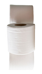 Top view of three rolls of white tissue paper in stack isolated on white background with clipping path