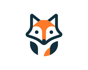 Cute fox logo in geometric flat style