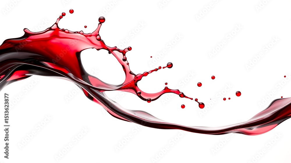 Poster dynamic red wine splash isolated on white background capturing movement and elegance