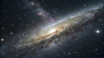 Fototapeta premium Majestic spiral galaxy in deep space with bright stars