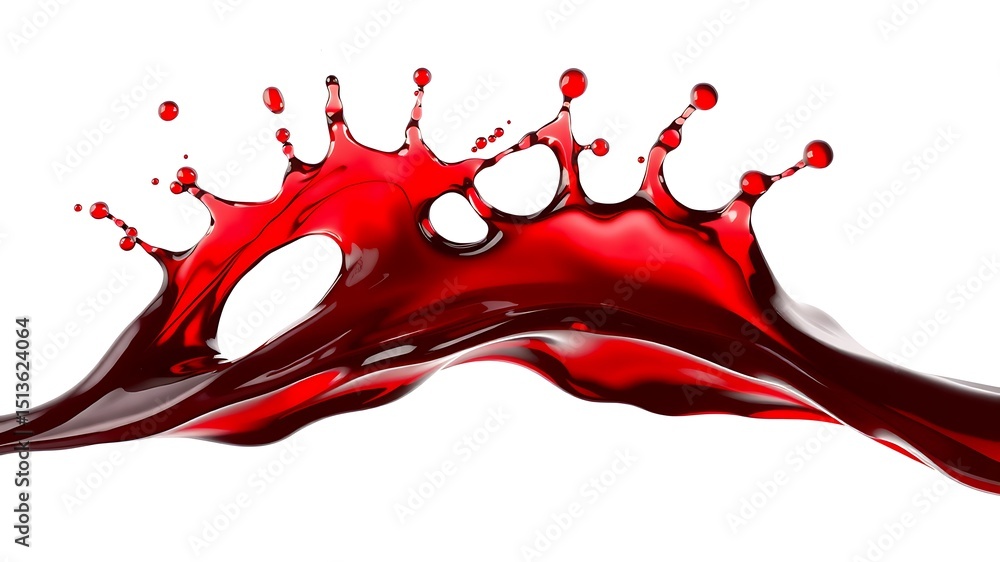 Poster dynamic splash of vibrant red liquid isolated on white background for artistic use