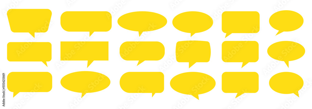 Poster silhouette speech bubble vector set. black on a white background. simple flat design. text box and m