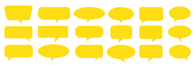 Silhouette speech bubble vector set. black on a white background. simple flat design. text box and message icon collection on a white background. vector illustration.