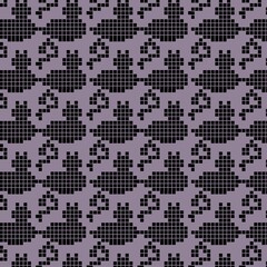 seamless knitted pattern Black cat Pixel For screen printing on fabrics for fashion clothing, household items, ceramic screen printing for coffee cups or floor tiles, printer paper for wallpaper 