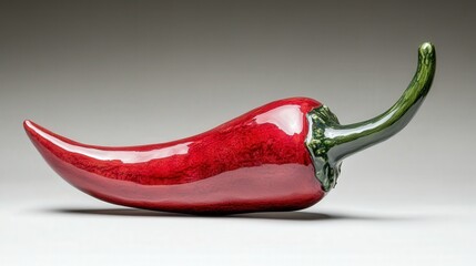 A bold depiction of a red chili pepper with its green stem curving elegantly, isolated on a transparent background for focus
