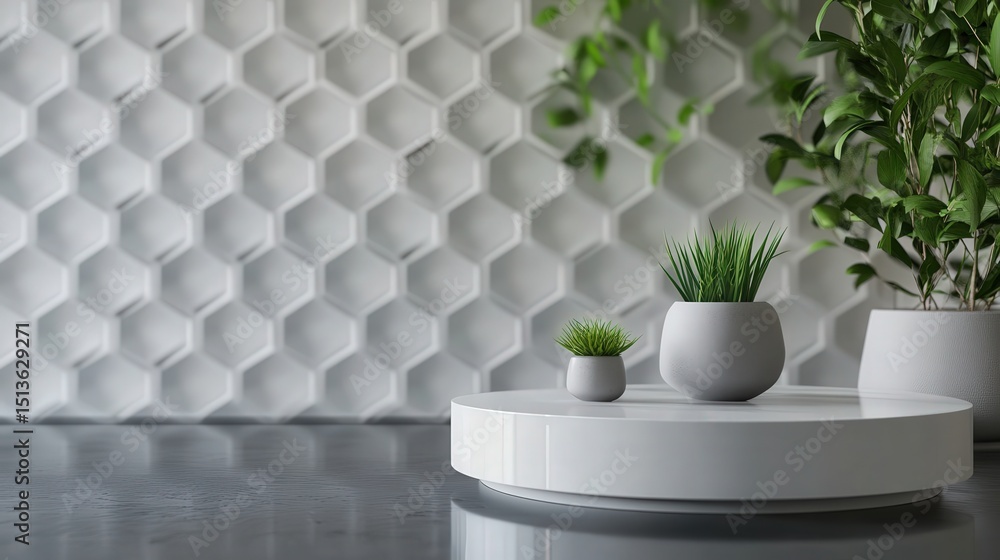 Poster a minimalist 3d honeycomb design background adds a layer of sophistication to the product display st