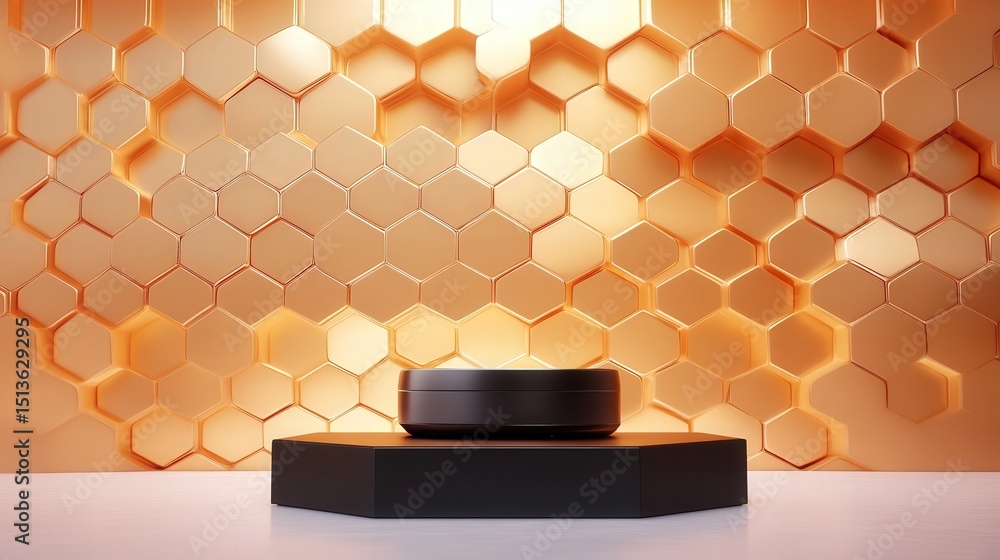 Poster a minimalist 3d honeycomb design background adds a layer of sophistication to the product display st