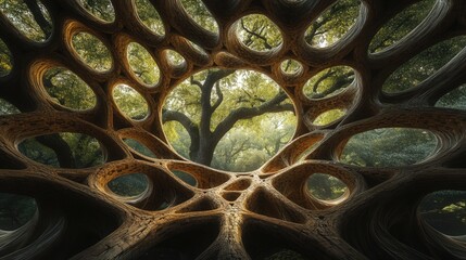 A captivating image where geometric patterns branch out like a trees limbs, symbolizing growth, connectivity