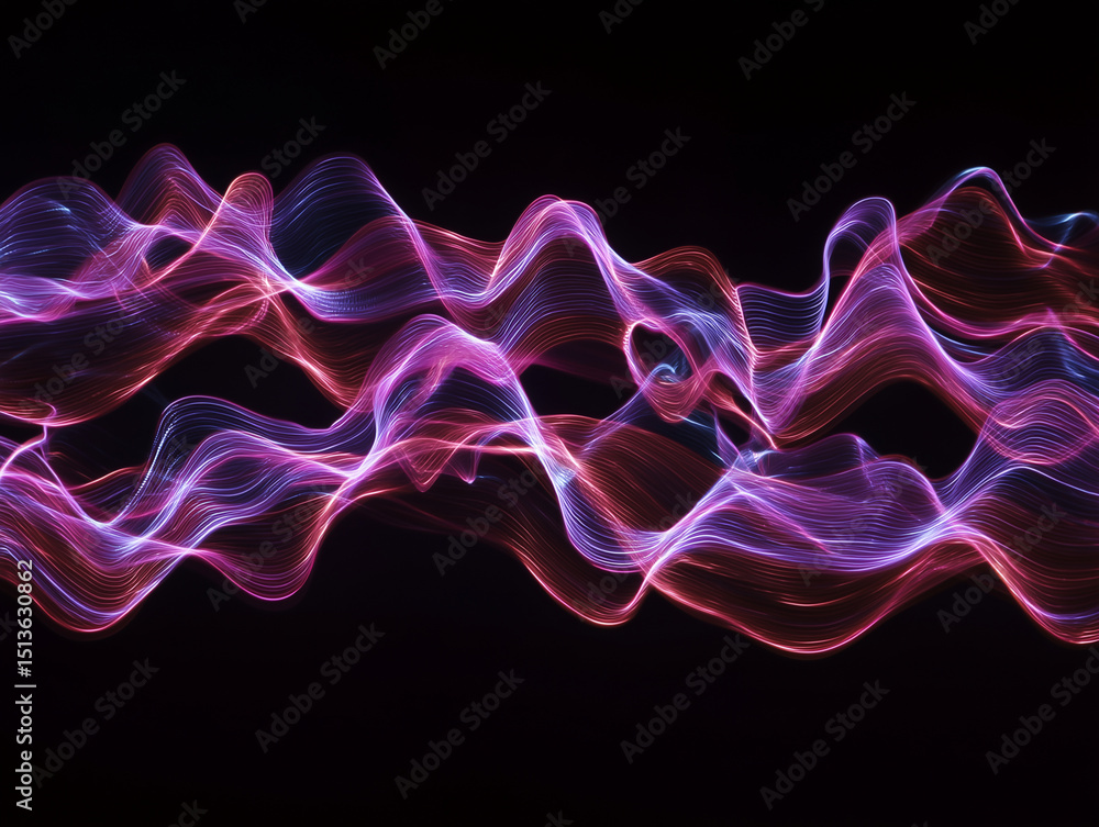 Poster a mesmerizing display of colorful, undulating wave forms dance across a black backdrop