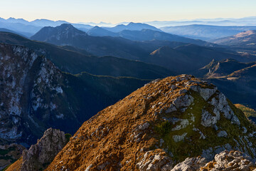 Traveling in rocky area, amazing mountain landscape. Perfect weekend destination for new experience