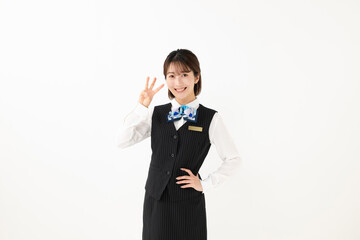 数字を示す女性