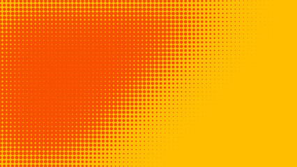 Bright orange red yellow dynamic halftone background. Abstract retro dotted squares shapes. Minimal kid fun style. Modern geometric pattern. Blank hot sale banner. Summer cover. Textured illustration