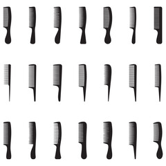 Elegant and Clean Hair Comb Vector Illustrations  Includes Fine-Tooth, Wide-Tooth, and Handle Combs in Editable Black Silhouette Format for Print, Digital,  Barbershop, and Packaging Use . Thank You .