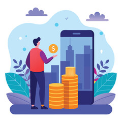 Smartphone and Money Stack With Business Person