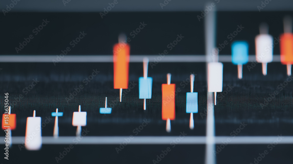 Poster market insight: close-up shot of candlestick chart analysis. capturing the dynamic changes and fluct