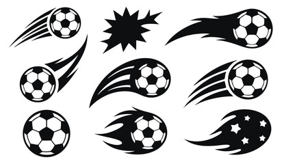 Silhouette Football Graphics, Dynamic Kicks, Motion Trails & Bursts
