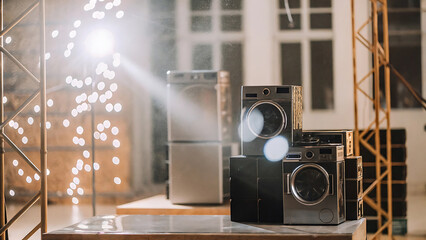 High-Resolution 3D Render of Vintage Appliances  A Retro-Style Mockup