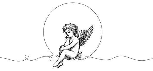 angel with wings, Angel of love, Cherub with wings isolated on white, ready for card or invitation, save the date party. valentine's day