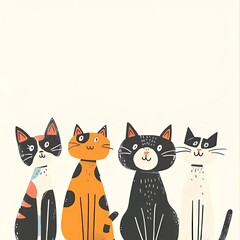 Obraz premium Postcard with Pet, cat. Stylized illustration on a white background, for a veterinary clinic
