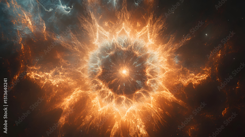 Wall mural abstract nebula with a central circular light pattern