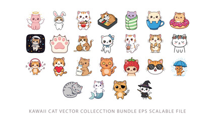 Fototapeta premium Kawaii cat mascot vector illustration cute chibi animal character 