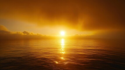 Golden sunset over calm sea