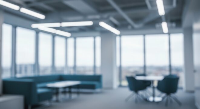 modern office blur with natural light & cool tones. Perfect professional backdrop for presentations & digital content.