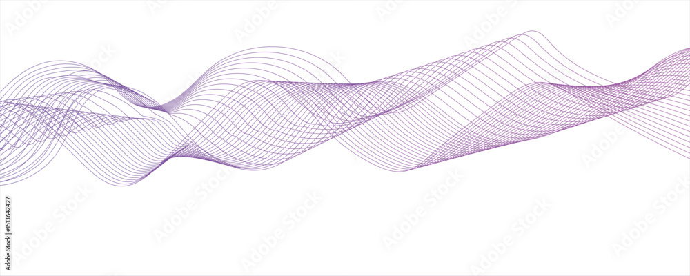 Poster abstract porple gradient flowing wave lines on white background.technology, data science frequency.w
