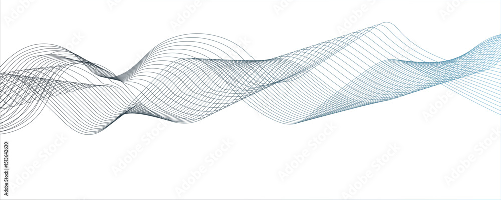 Poster abstract grey , blue,gradient flowing wave lines on white background.vector illustration. wave with 