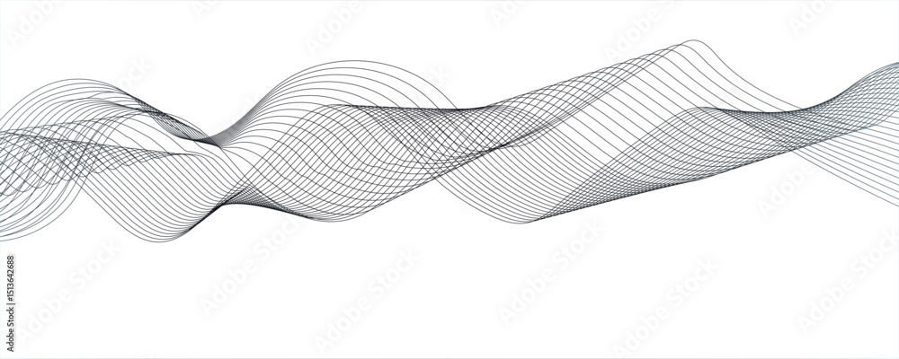 Poster abstract grey gradient flowing wave lines on white background.vector illustration. wave with lines c