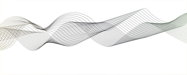 Abstract grey gradient flowing wave lines on white background.Vector illustration. Wave with lines created using blend tool. Curved wavy line, smooth.