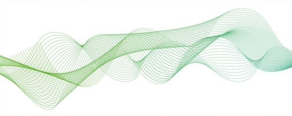 Abstract wavy green background.Abstract soft wave lines dynamic flowing green light isolated background. Smooth digital artwork with flowing clean, futuristic, and dynamic,