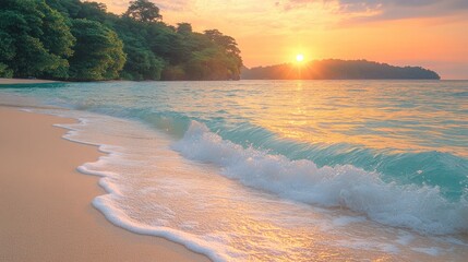 Golden sunset over tropical beach