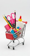 Shopping Cart with Giant School Supplies