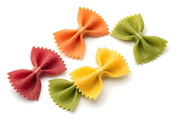 Naklejka premium Colorful farfalle pasta on white background