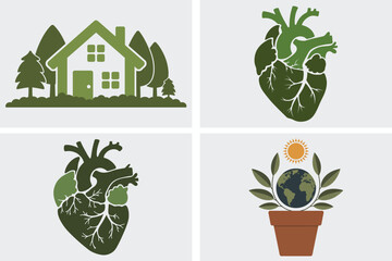 A comprehensive vector set of green nature and eco-friendly leaf icons for environmental design
