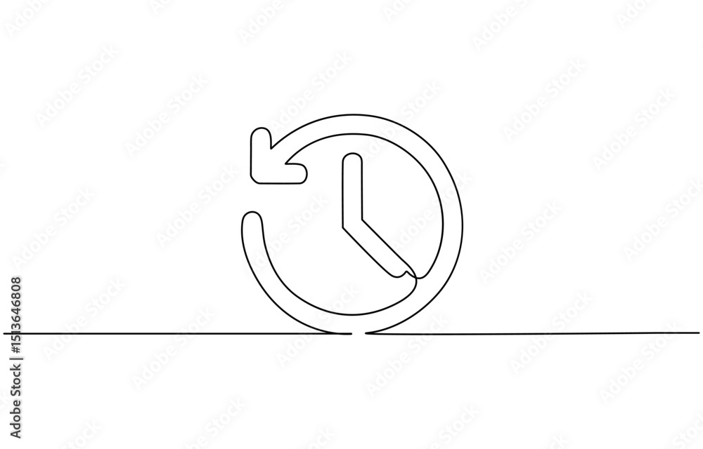 Fototapete Continuous line drawing of Alarm Clock Icon. Hand drawn symbol vector illustration, Single Line Drawing of an Alarm Clock with Editable .