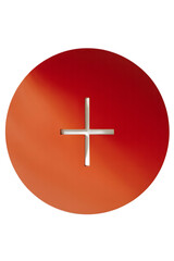 Fototapeta premium Red Gradient Circle with Plus Sign Cutout on Transparent Background