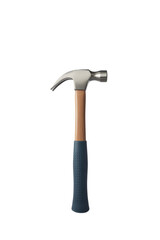 Modern Claw Hammer with Wooden Handle and Blue Grip on Transparent Background