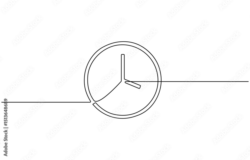 Poster continuous line drawing of alarm clock icon. hand drawn symbol vector illustration, single line draw