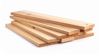 Wooden Planks Stack Isolated on white background 