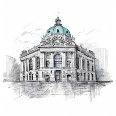 Obraz premium an AI Image Generator, Elegant Architectural Illustration of a Classical Building