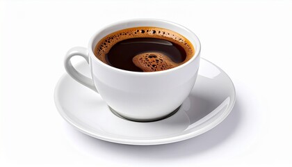 Espresso coffee in a cup isolated on white background