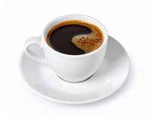 Espresso coffee in a cup isolated on white background
